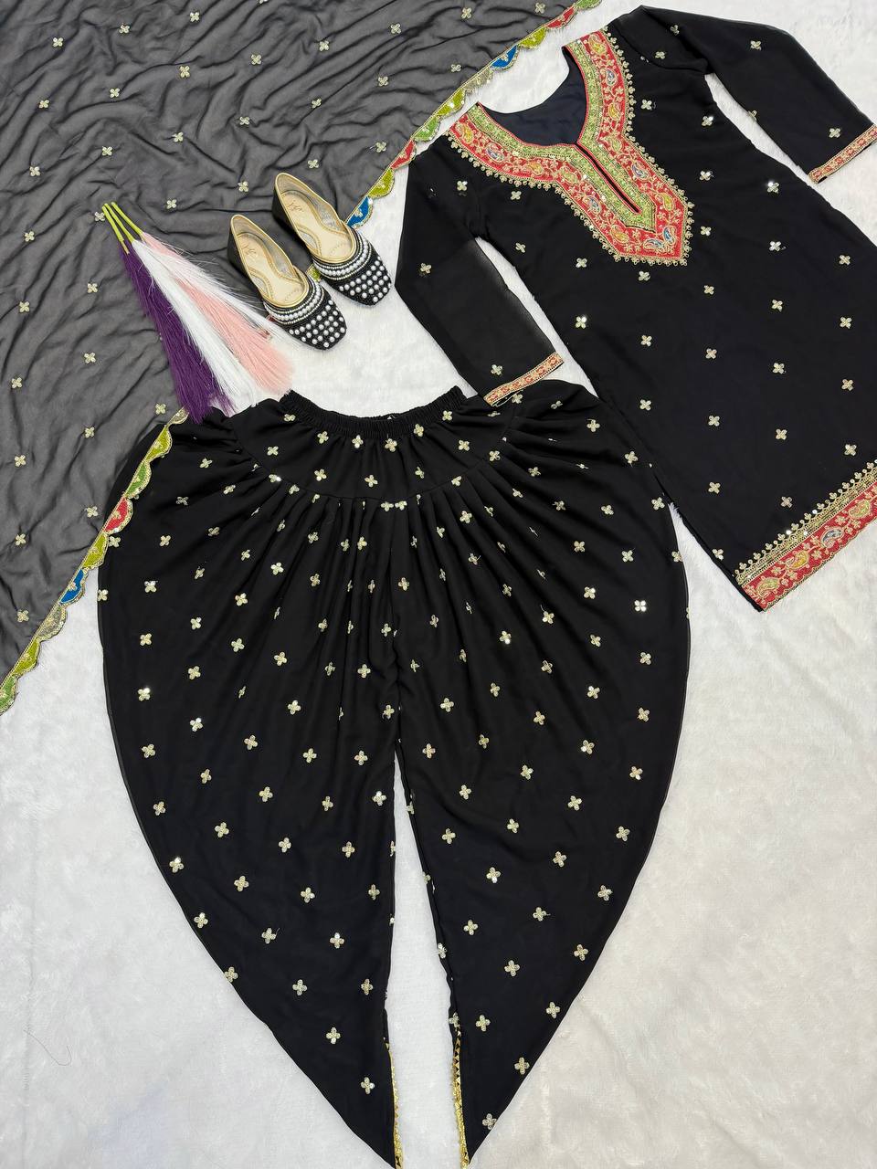 Deep Onyx Embroidered Festive Suit
